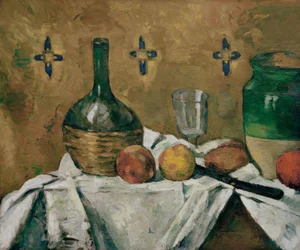 Still Life: Flask, Glass, and Pottery
